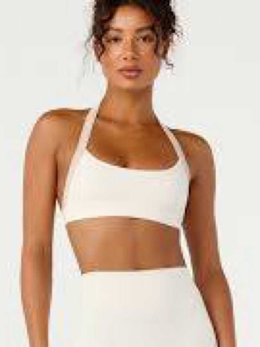 CSB Form Alani Crop Halter Seamless Cream Sports Bra M NWT